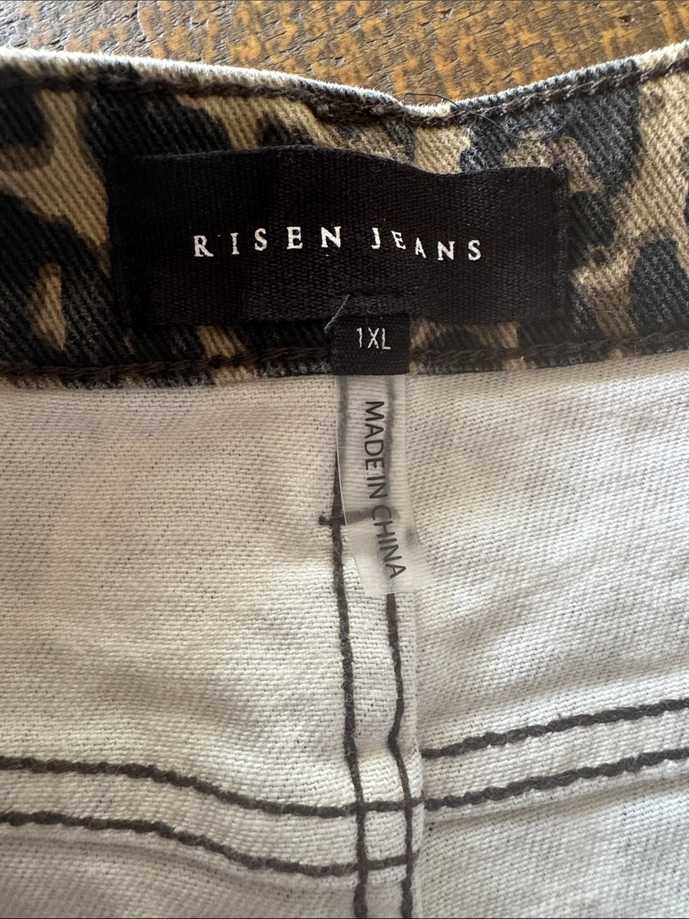 Risen Jeans Leopard Print Denim Shorts — Tan and Black Size 1XL - Picture 6 of 7